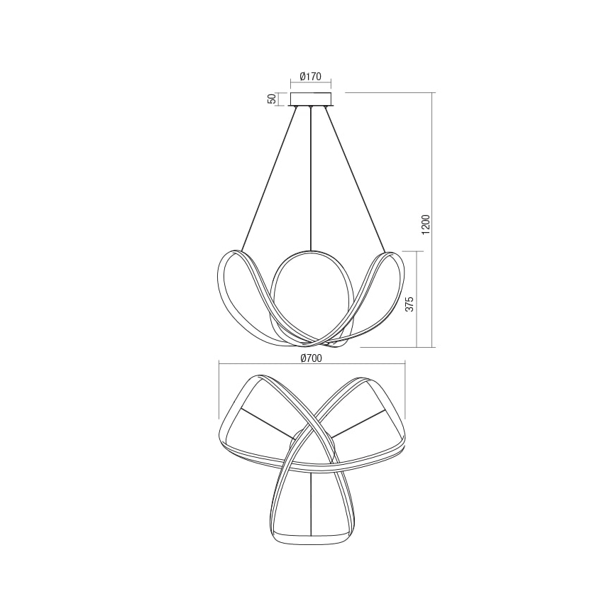 Redo 01-1784 - Led Dimmable κρεμαστό φωτιστικό οροφής NUCLEO LED/55W/230V λευκό