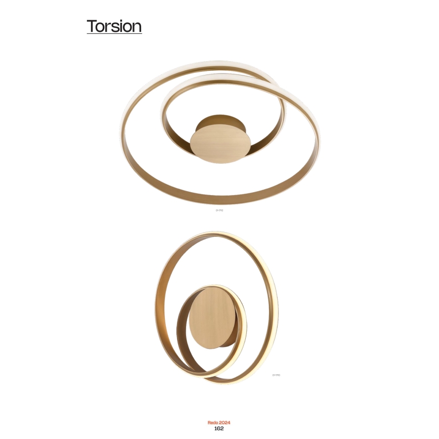 Redo 01-1790 - LED ρυθμιζόμενο επιτοίχιο φωτιστικό TORSION LED/27W/230V διάμ. 40 cm μπρονζέ