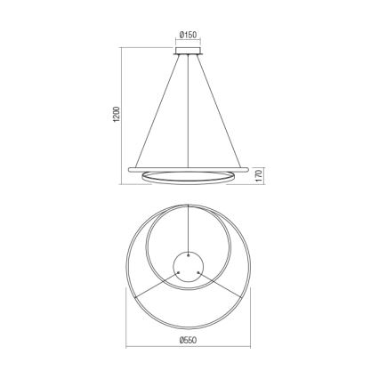 Redo 01-1793 - Led Dimmable κρεμαστό φωτιστικό οροφής TORSION LED/29W/230V διάμετρος 55 cm λευκό