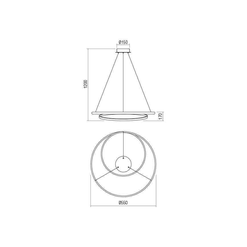 Redo 01-1794 - Led Dimmable κρεμαστό φωτιστικό οροφής TORSION LED/29W/230V διάμετρος 55 cm μπρονζέ