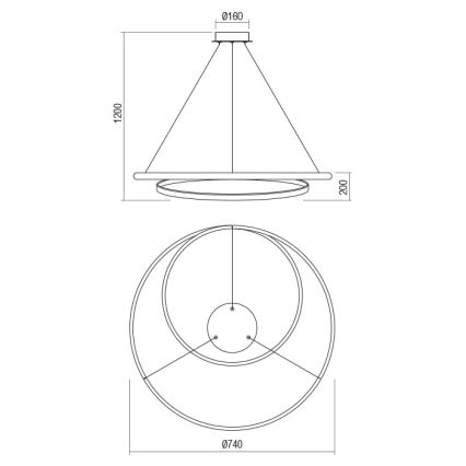 Redo 01-1795 - Led Dimmable κρεμαστό φωτιστικό οροφής TORSION LED/40W/230V διάμετρος 74 cm λευκό