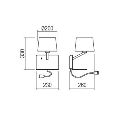 Redo 01-1807 - Φωτιστικό τοίχου LED με ένα flexible μικρό lamp TOMO 1xE27/42W/230V + LED/3W/230V λευκό