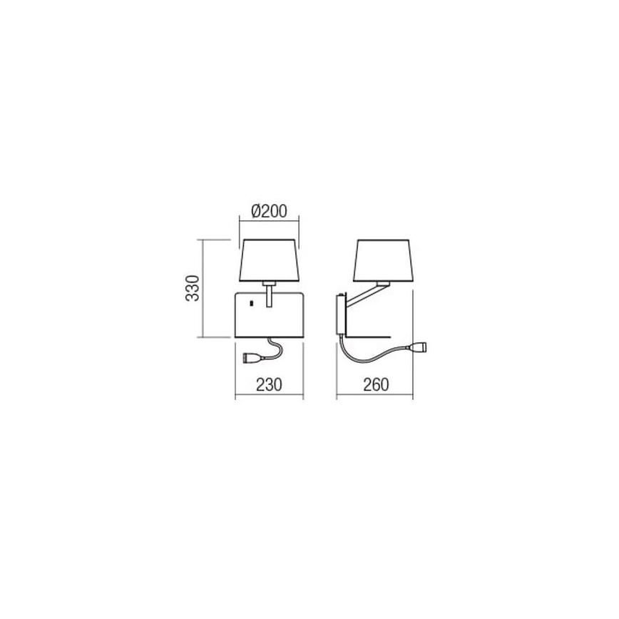 Redo 01-1807 - Φωτιστικό τοίχου LED με ένα flexible μικρό lamp TOMO 1xE27/42W/230V + LED/3W/230V λευκό