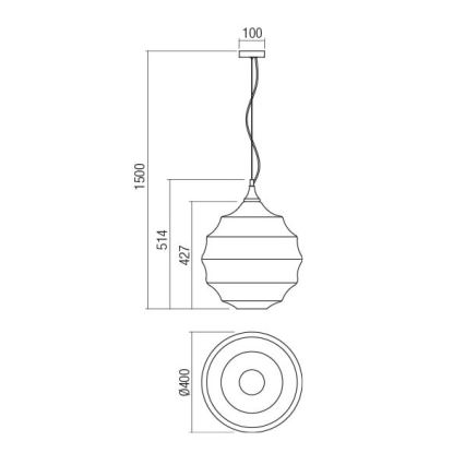 Redo 01-1845 - Κρεμαστό φωτιστικό οροφής SLAG 1xE27/42W/230V διάμετρος 40 cm γκρι