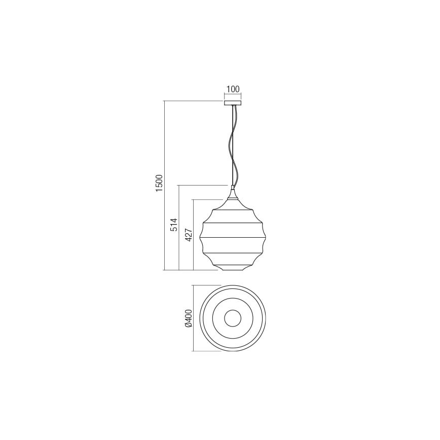 Redo 01-1845 - Κρεμαστό φωτιστικό οροφής SLAG 1xE27/42W/230V διάμετρος 40 cm γκρι
