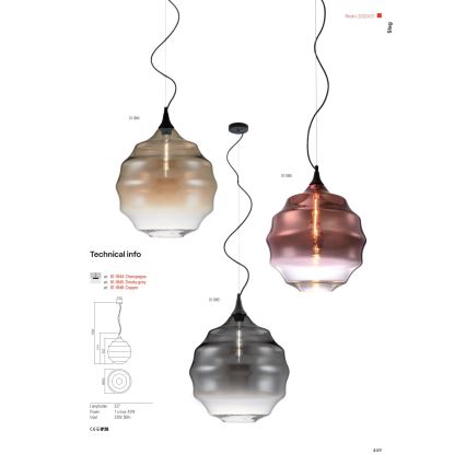 Redo 01-1846 - Κρεμαστό φωτιστικό οροφής SLAG 1xE27/42W/230V διάμετρος 40 cm χαλκός