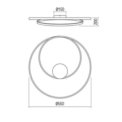 Redo 01-1887 - LED ρυθμιζόμενο φωτιστικό οροφής TORSION LED/29W/230V Ø 55 cm μπρονζέ