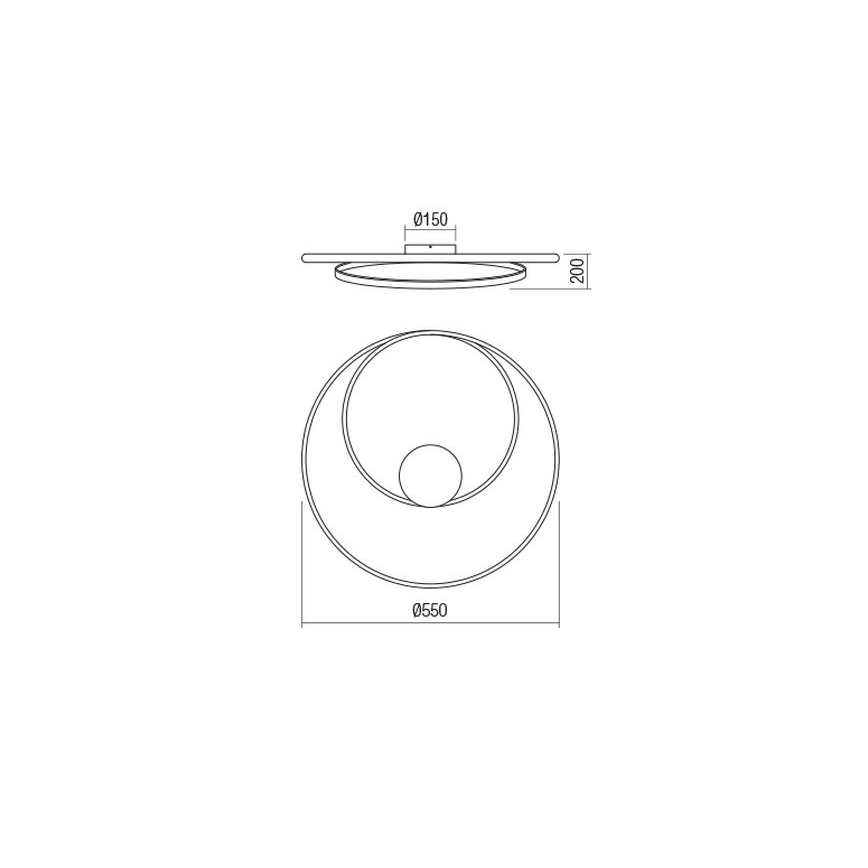 Redo 01-1887 - LED ρυθμιζόμενο φωτιστικό οροφής TORSION LED/29W/230V Ø 55 cm μπρονζέ