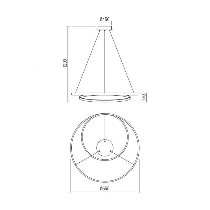 Redo 01-1889 - LED ρυθμιζόμενο κρεμαστό φωτιστικό με καλώδιο TORSION LED/29W/230V Ø 55 cm μπρονζέ