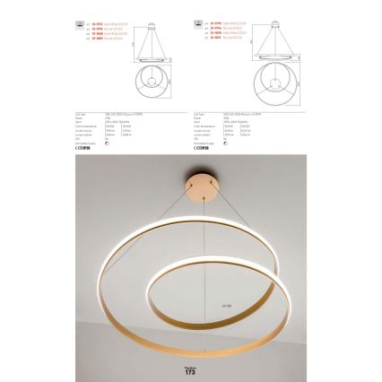 Redo 01-1891 - Ρυθμιζόμενο LED κρεμαστό φωτιστικό με ανάρτηση σε καλώδιο TORSION LED/35W/230V 4000K Ø 75 cm μπρονζέ