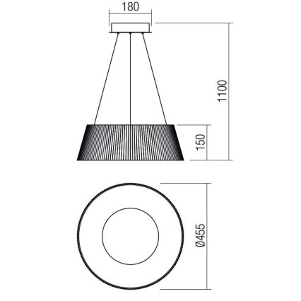 Redo 01-1938 -  Κρεμαστό φωτιστικό οροφής LED SARIS LED/36W/230V ανθρακί