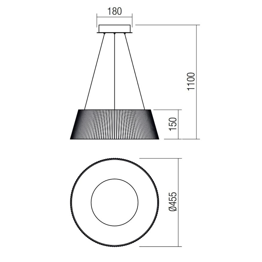 Redo 01-1938 -  Κρεμαστό φωτιστικό οροφής LED SARIS LED/36W/230V ανθρακί
