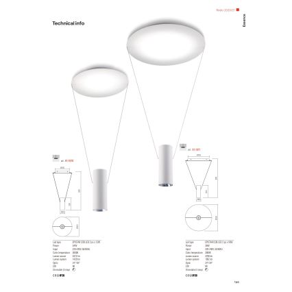 Redo 01-1971 - Led Dimmable κρεμαστό φωτιστικό οροφής ESSENCE LED/36W/230V CRI 90 3000K λευκό