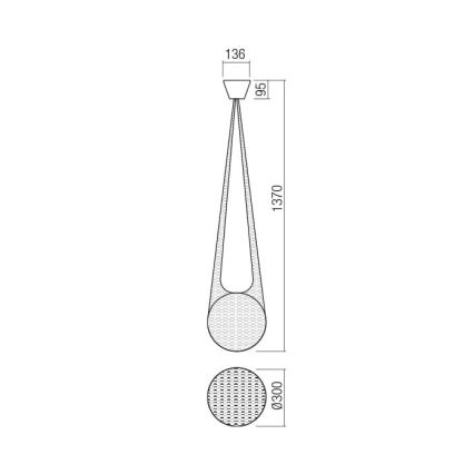 Redo 01-1973 - Κρεμαστό φωτιστικό οροφής LED ALLURIA 1xE27/7W/230V διάμετρος 30 cm