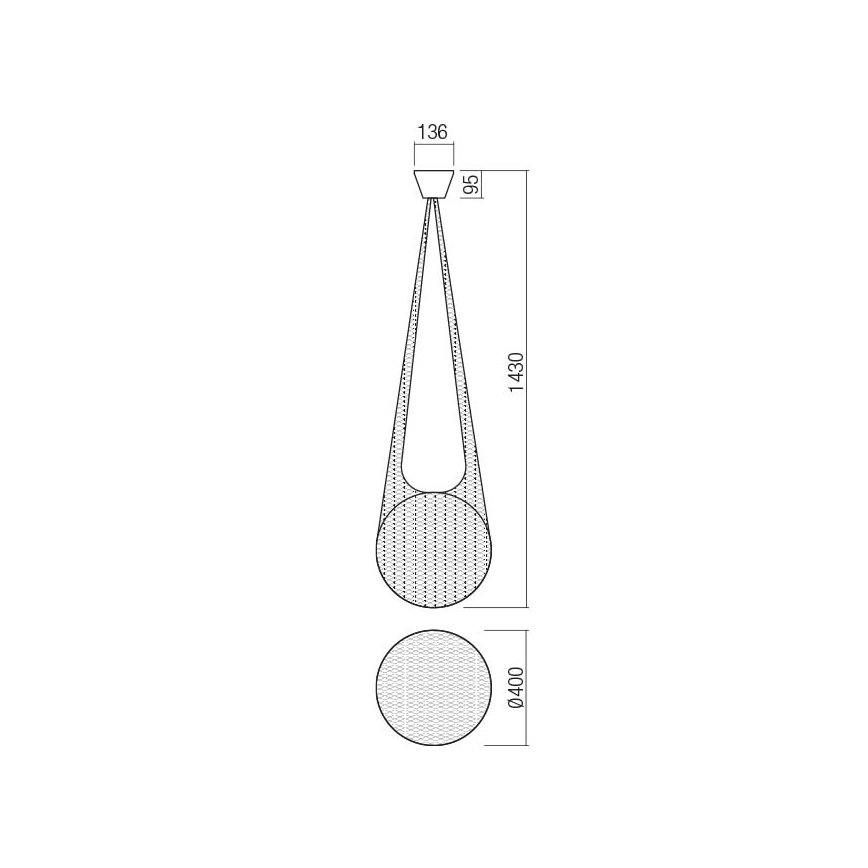 Redo 01-1974 - Κρεμαστό φωτιστικό οροφής LED ALLURIA 1xE27/10W/230V διάμετρος 40 cm