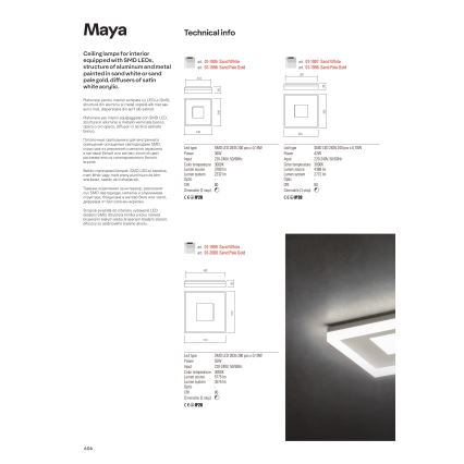 Redo 01-1998 - Ρυθμιζόμενο φωτιστικό οροφής MAYA LED/42W/230V 42,5x42,5 cm χρυσό