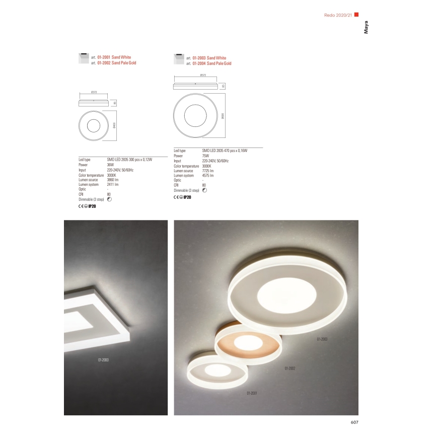 Redo 01-2004 - LED ρυθμιζόμενο φωτιστικό οροφής MAYA LED/75W/230V διάμ. 60 εκ. χρυσό