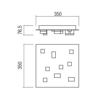 Redo 01-2015 - Φωτιστικό οροφής LED PIXEL LED/27W/230V 3000K 35x35 cm μαύρο