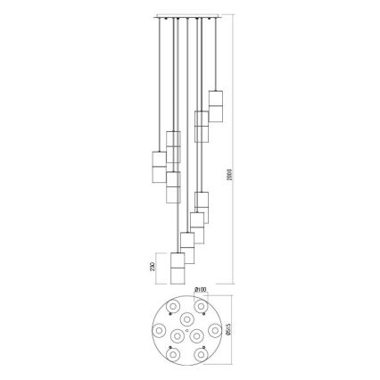 Redo 01-2026 - Πολύφωτο με συρματόσχοινο IWI 9xE27/42W/230V μπρονζέ