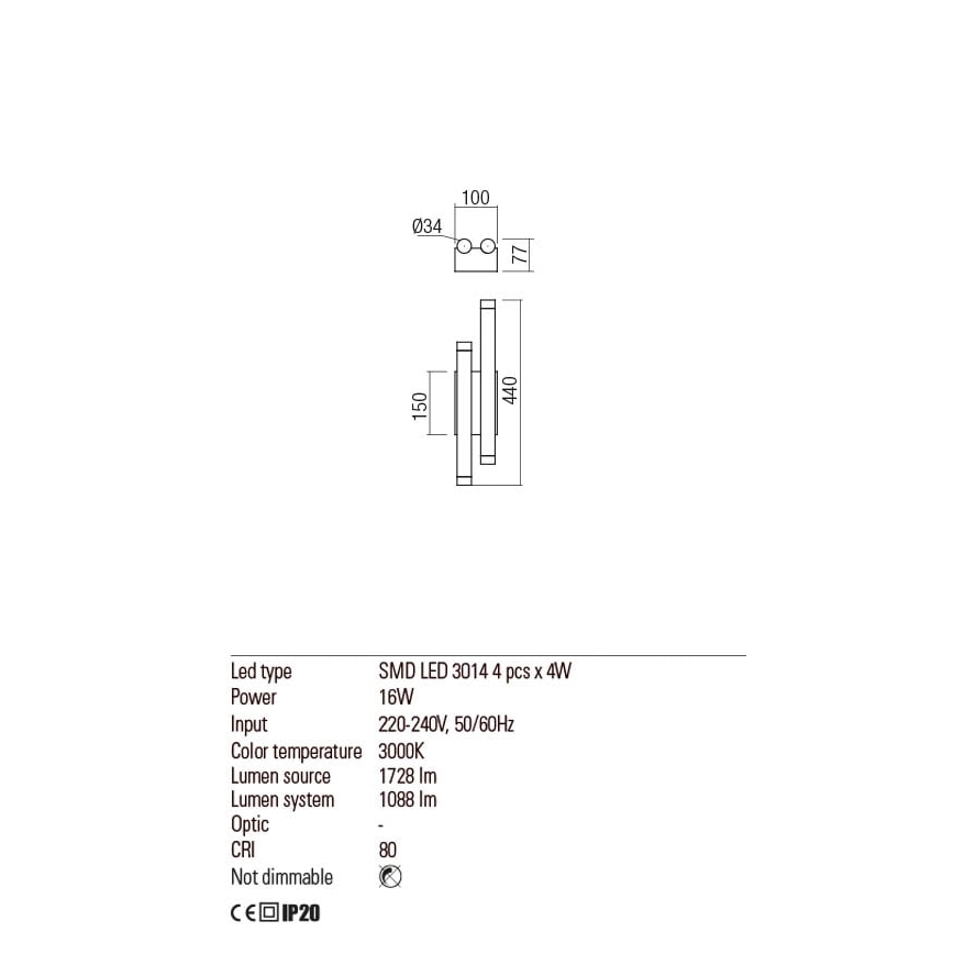 Redo 01-2034 - Φωτιστικό τοίχου LED MADISON 4xLED/4W/230V χαλκός