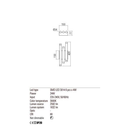 Redo 01-2036 - Φωτιστικό τοίχου LED MADISON 6xLED/4W/230V χρυσαφί