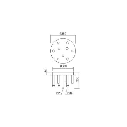 Redo 01-2039 - Φωτιστικό οροφής LED MADISON 9xLED/4W/230V χρυσαφί