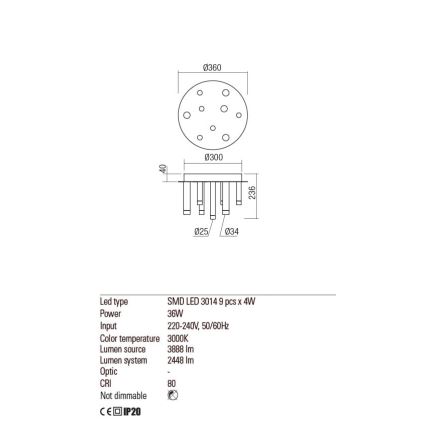 Redo 01-2040 - Φωτιστικό οροφής LED MADISON 9xLED/4W/230V χαλκός