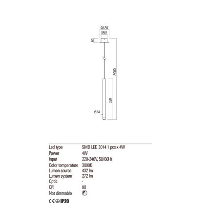 Redo 01-2043 - Πολύφωτο LED με συρματόσχοινο MADISON LED/4W/230V χρυσαφί