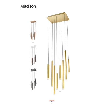 Redo 01-2046 - Πολύφωτο LED με συρματόσχοινο MADISON 8xLED/4W/230V χρυσαφί