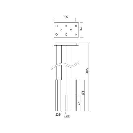 Redo 01-2046 - Πολύφωτο LED με συρματόσχοινο MADISON 8xLED/4W/230V χρυσαφί