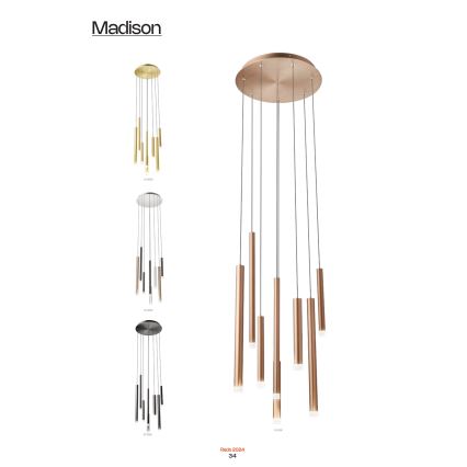 Redo 01-2053 - Κρεμαστό φωτιστικό οροφής LEDMADISON 8xLED/4W/230V γυαλιστερό χρώμιο/μαύρο/χαλκός