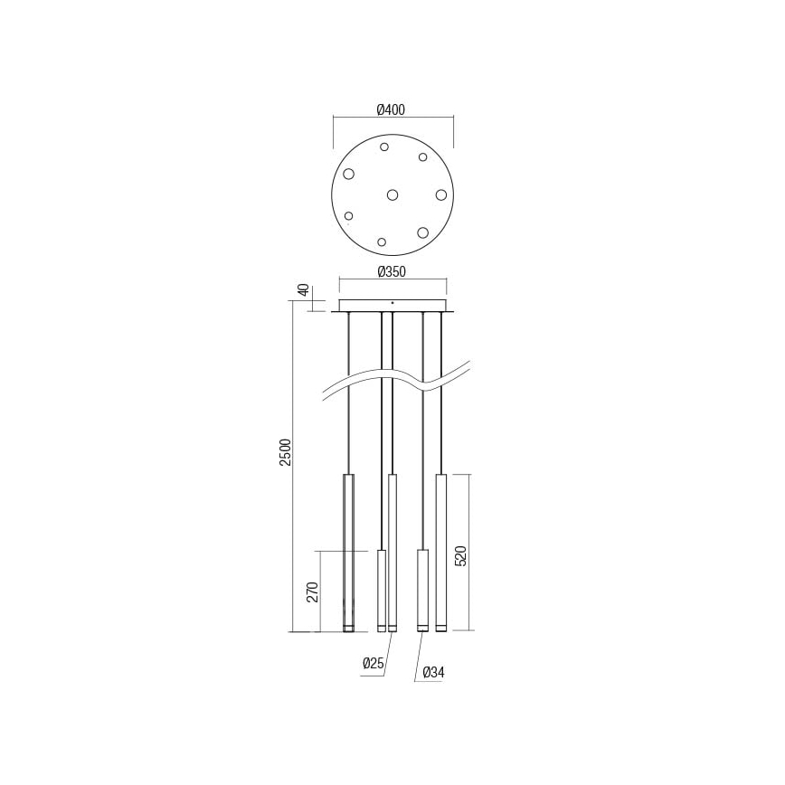Redo 01-2053 - Κρεμαστό φωτιστικό οροφής LEDMADISON 8xLED/4W/230V γυαλιστερό χρώμιο/μαύρο/χαλκός