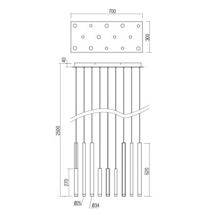 Redo 01-2054 - Κρεμαστό φωτιστικό οροφής LED MADISON 14xLED/4W/230V χρυσαφί