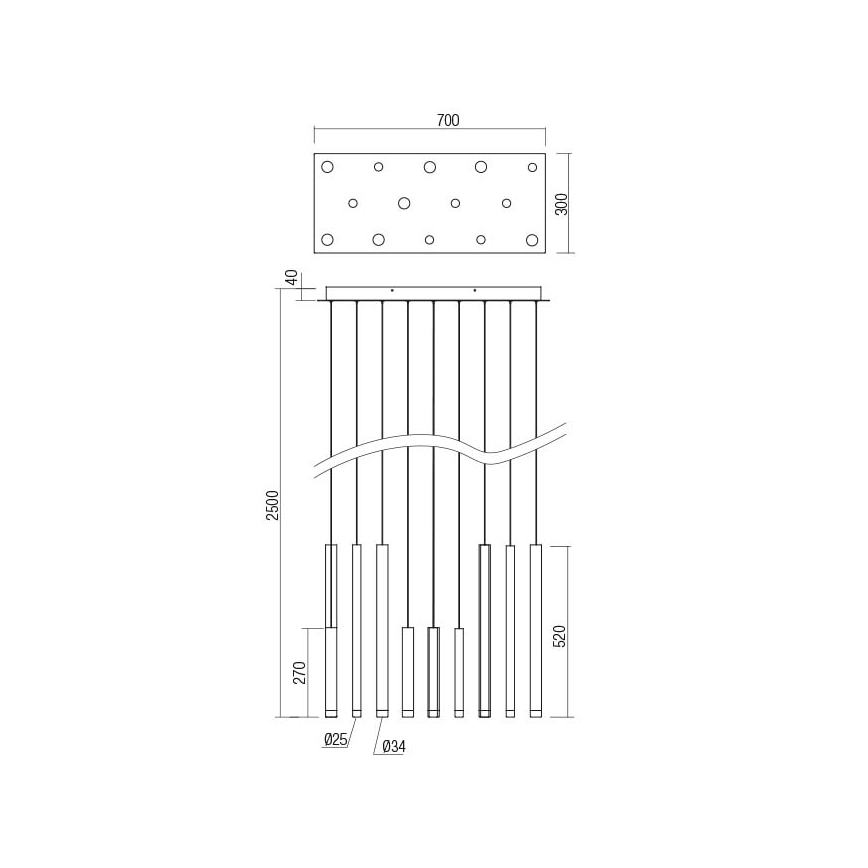 Redo 01-2057 - Κρεμαστό φωτιστικό οροφής LED MADISON 14xLED/4W/230V γυαλιστερό χρώμιο/μαύρο/χαλκός