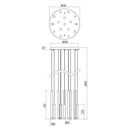 Redo 01-2058 - Κρεμαστό φωτιστικό οροφής LED MADISON 16xLED/4W/230V χρυσαφί