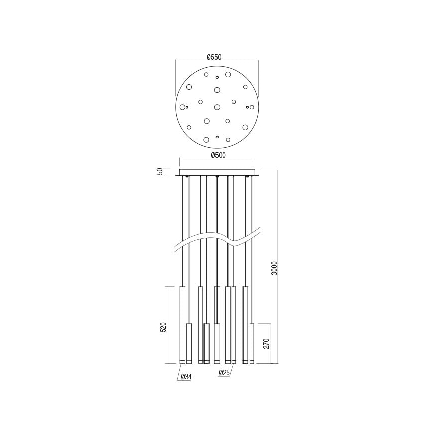 Redo 01-2061 -Κρεμαστό φωτιστικό οροφής LED MADISON 16xLED/4W/230V γυαλιστερό χρώμιο/μαύρο/χαλκός