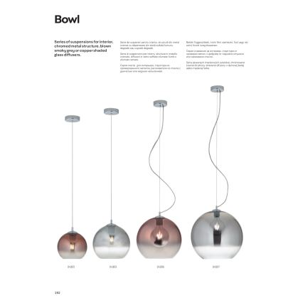 Redo 01-2076 - Κρεμαστό φωτιστικό οροφής BOWL 1xE27/42W/230V διάμετρος 30 cm χαλκός