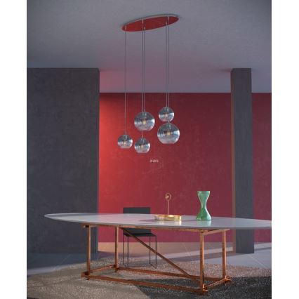 Redo 01-2079 - Κρεμαστό φωτιστικό οροφής BOWL 5xE27/42W/230V φιμέ