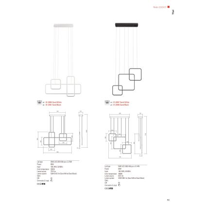 Redo 01-2097 - Led Dimmable κρεμαστό φωτιστικό οροφής THAI LED/66W/230V 3000K λευκό