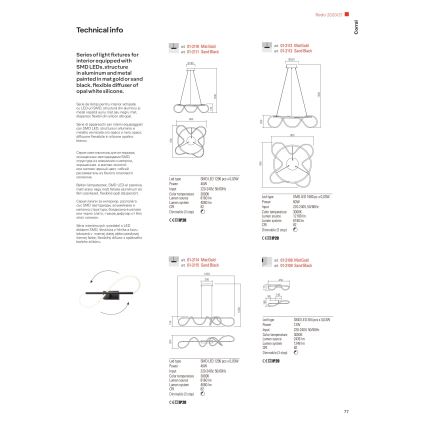 Redo 01-2110 - Led Dimmable κρεμαστό φωτιστικό οροφής CORRAL LED/40W/230V 3000K χρυσαφί