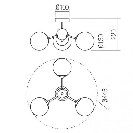 Redo 01-2176 - Φωτιστικό οροφής σε ράβδο SEMIA 3xE14/28W/230V μαύρο/καπνιστό