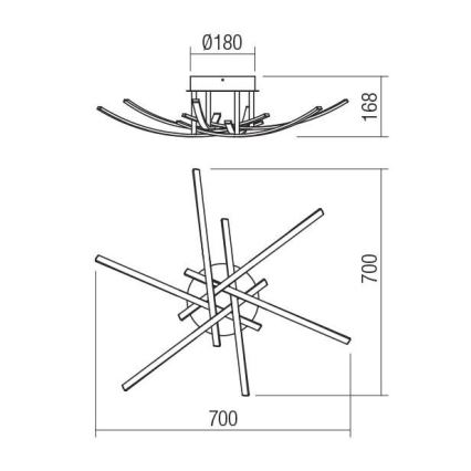 Redo 01-2187 - Φωτιστικό οροφής LED SPATHA 6xLED/6W/230V 3000K χρυσαφί