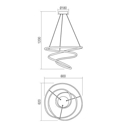 Redo 01-2191 - LED Dimmable κρεμαστό φωτιστικό οροφής SINTRA LED/57W/230V