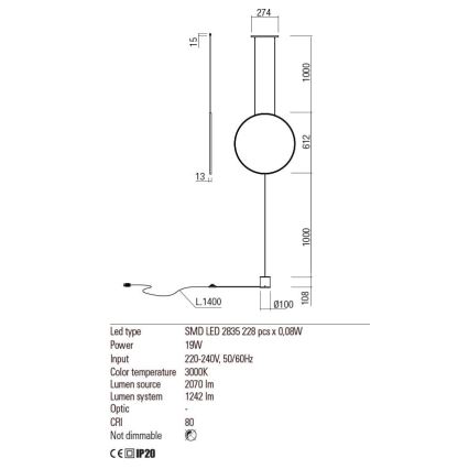 Redo 01-2197 - Επιδαπέδια λάμπα LED SLICK LED/19W/230V μαύρο