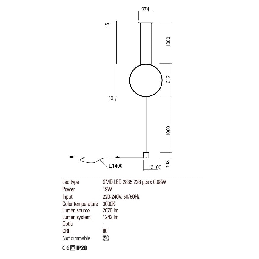 Redo 01-2197 - Επιδαπέδια λάμπα LED SLICK LED/19W/230V μαύρο