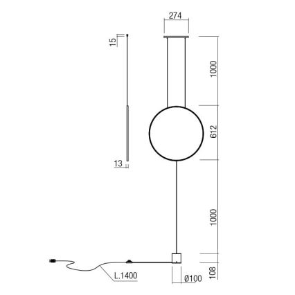 Redo 01-2197 - Επιδαπέδια λάμπα LED SLICK LED/19W/230V μαύρο