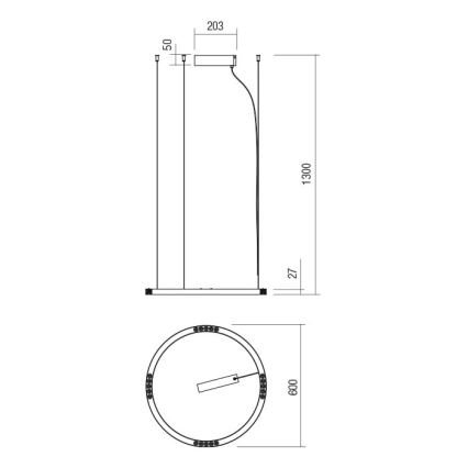 Redo 01-2203 -  Κρεμαστό φωτιστικό οροφής LED UNION LED/34W/230V CRI 90 3000K διάμετρος 60 cm χρυσαφί