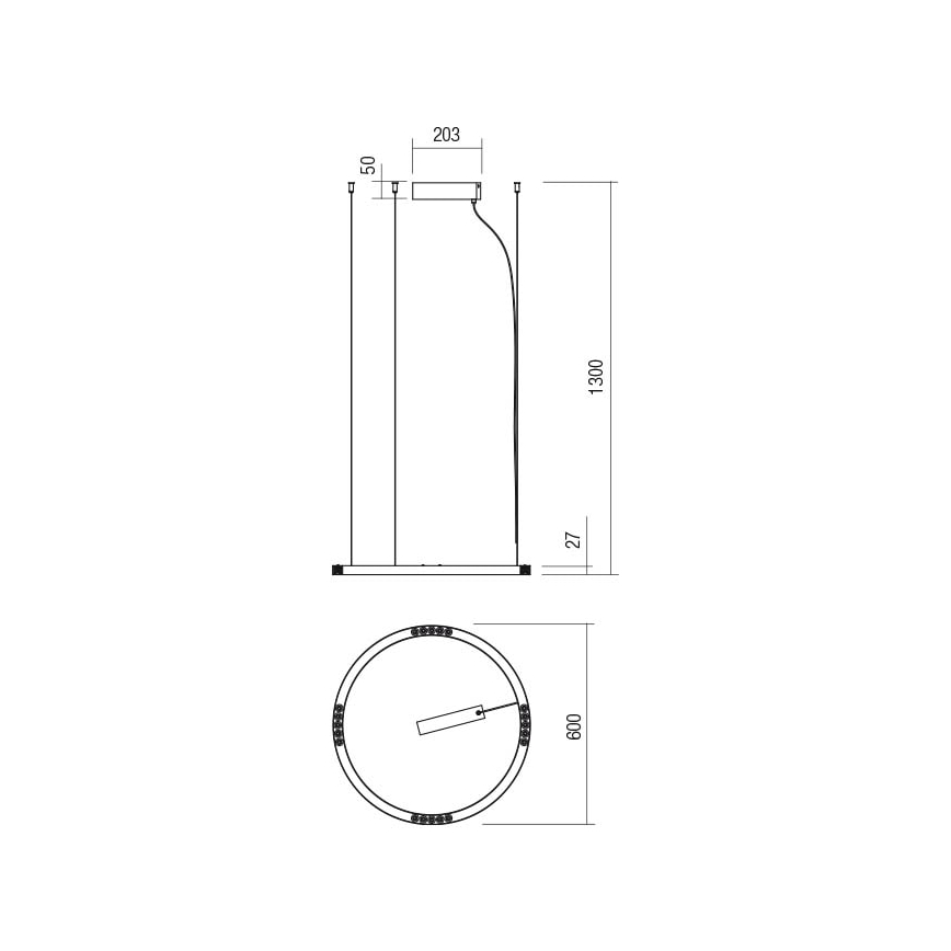 Redo 01-2203 -  Κρεμαστό φωτιστικό οροφής LED UNION LED/34W/230V CRI 90 3000K διάμετρος 60 cm χρυσαφί