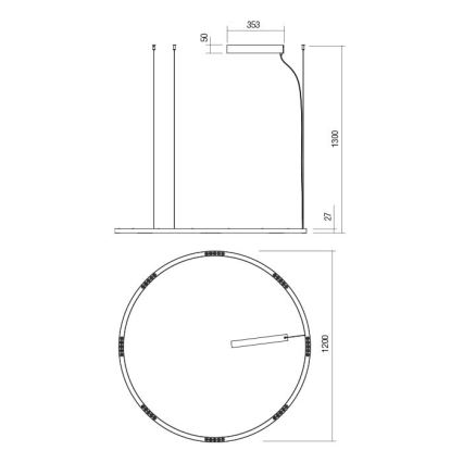 Redo 01-2208 -  Κρεμαστό φωτιστικό οροφής LED UNION LED/68W/230V CRI 90 3000K διάμετρος 120 cm λευκό