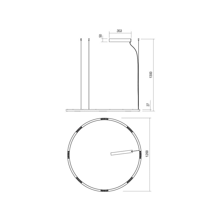 Redo 01-2209 -  Κρεμαστό φωτιστικό οροφής LED UNION LED/68W/230V CRI 90 3000K διάμετρος 120 cm χρυσαφί
